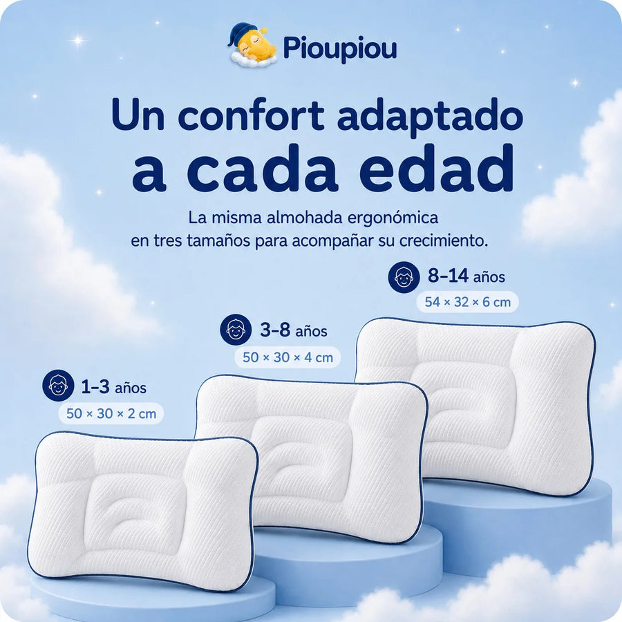 Tres tamaños de almohada Pioupiou según la edad