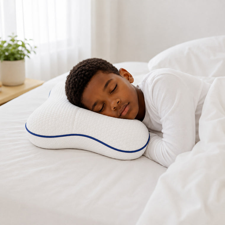 Niño durmiendo plácidamente sobre la almohada ergonómica Pioupiou