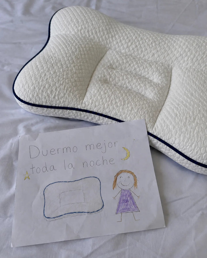 Dibujo infantil con el mensaje Duermo mejor toda la noche.