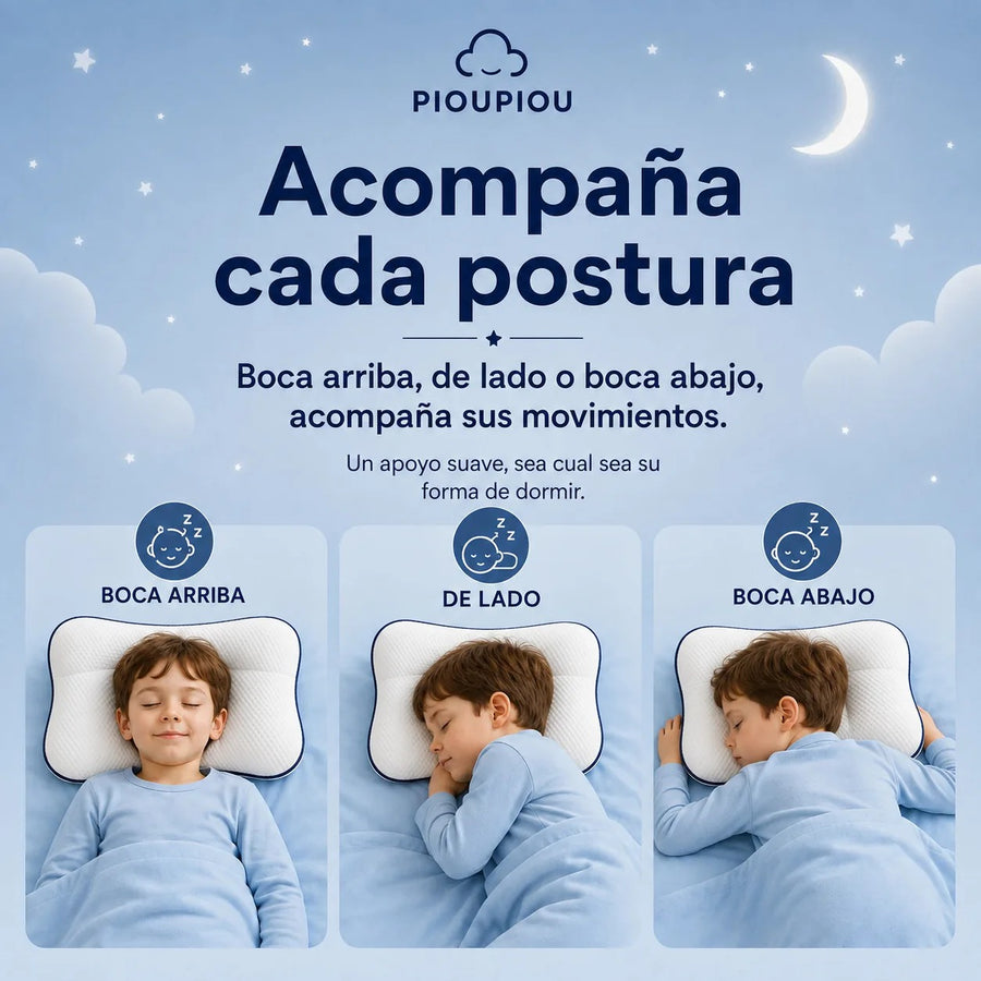 Tres posturas de sueño con la almohada Pioupiou